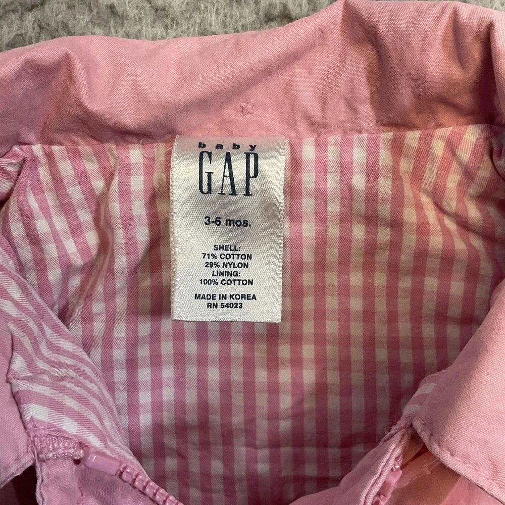 Baby GAP Jacket Girls 3-6 Months Pink Nylon Shell Cotton‎ Lined Zip Pockets